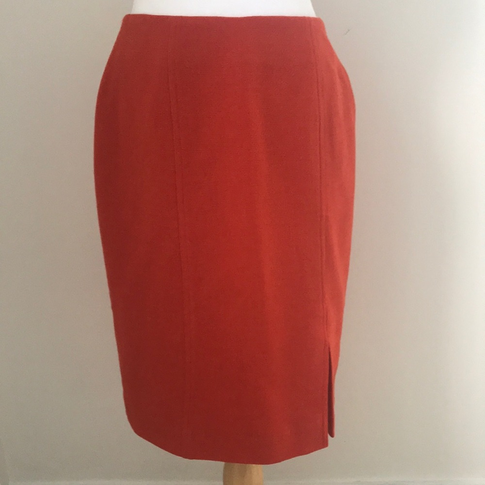 Dana Buchman Orange Wool Crepe Pencil skirt sz 6